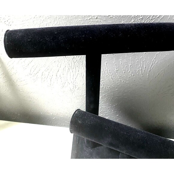 Black Velvet Jewelry Bracelet/Necklace/Watch T Bar Stand 9.5”x 11” - Picture 3 of 5